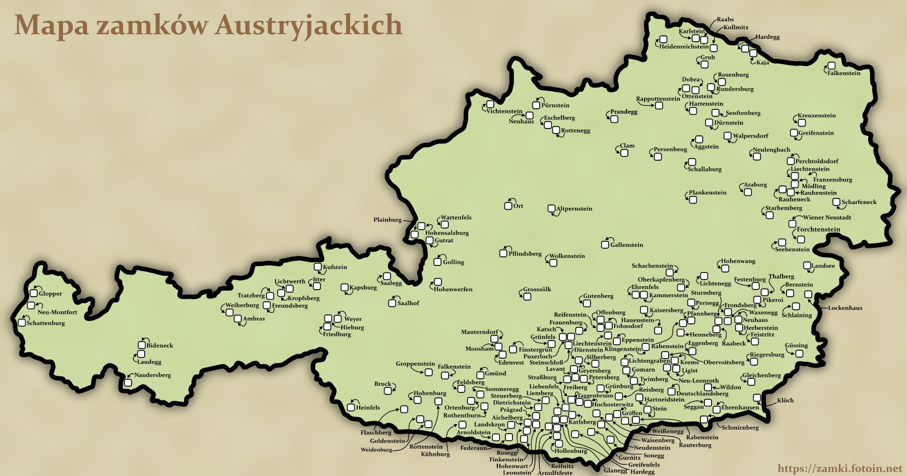 Mapa Austriackich zamków