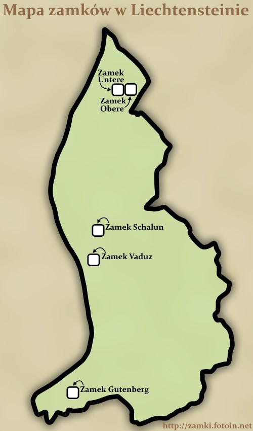 Mapa zamków w Liechtensteinie